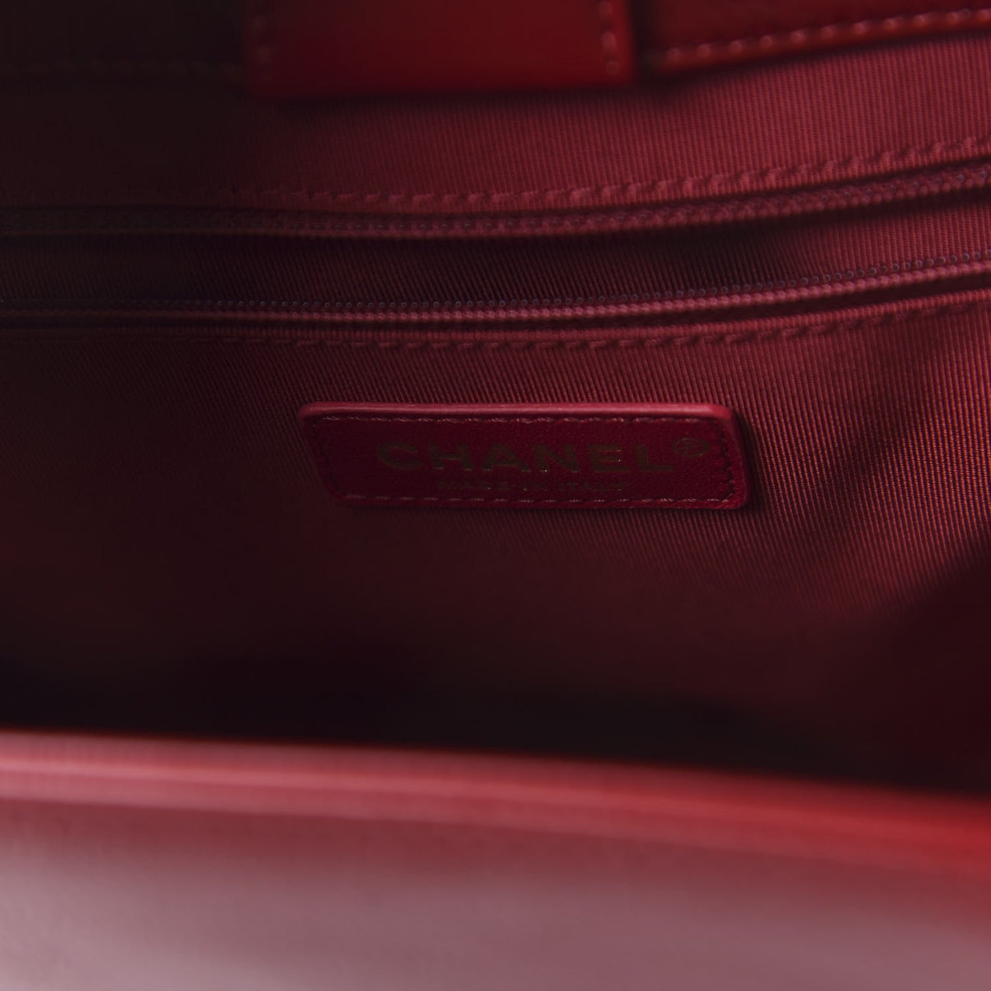 Shiny Aged Calfskin Shopping Bag Red