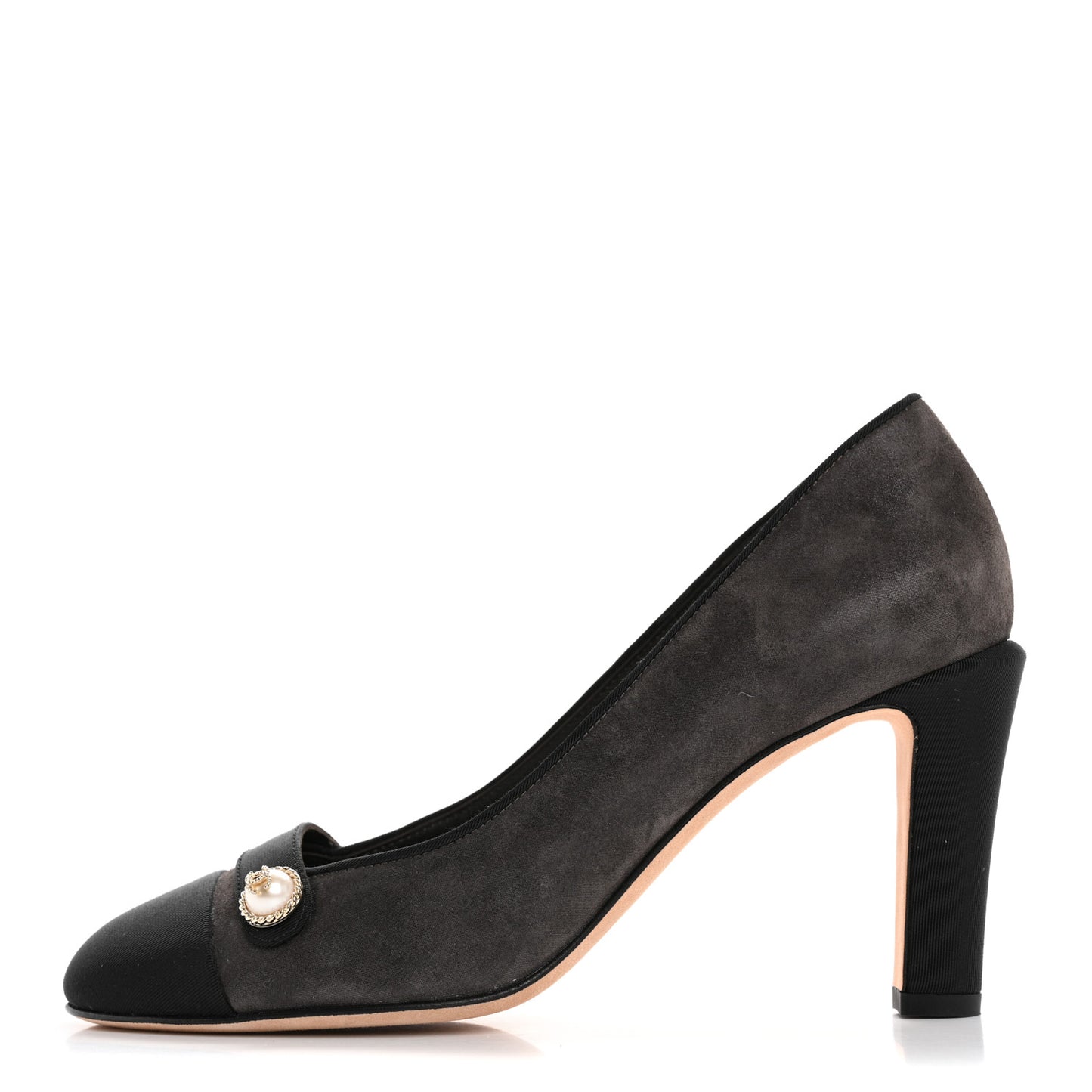 Glitter Calfskin Grosgrain Cap Toe Pearl Pumps 36.5