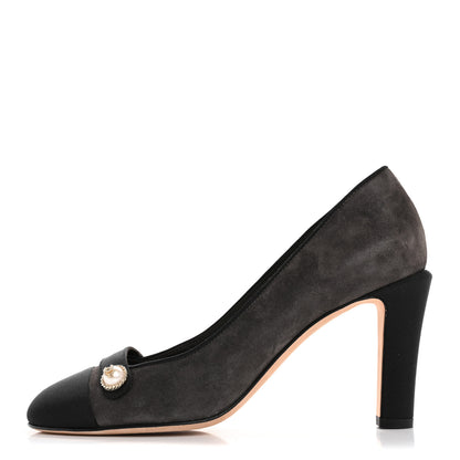 Chanel Glitter Calfskin Grosgrain Cap Toe Pearl Pumps 36.5 1 of 10