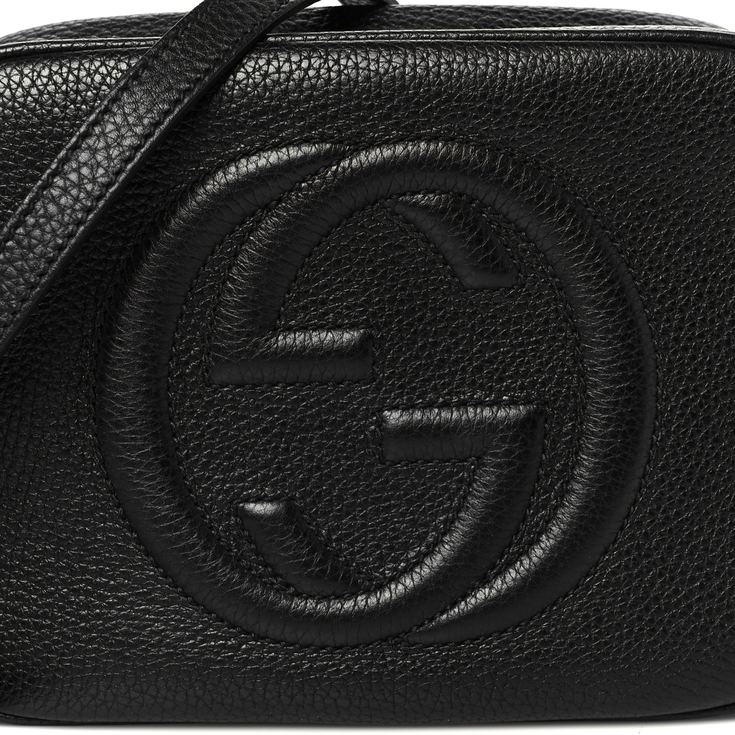 Pebbled Calfskin Small Soho Disco Bag Black
