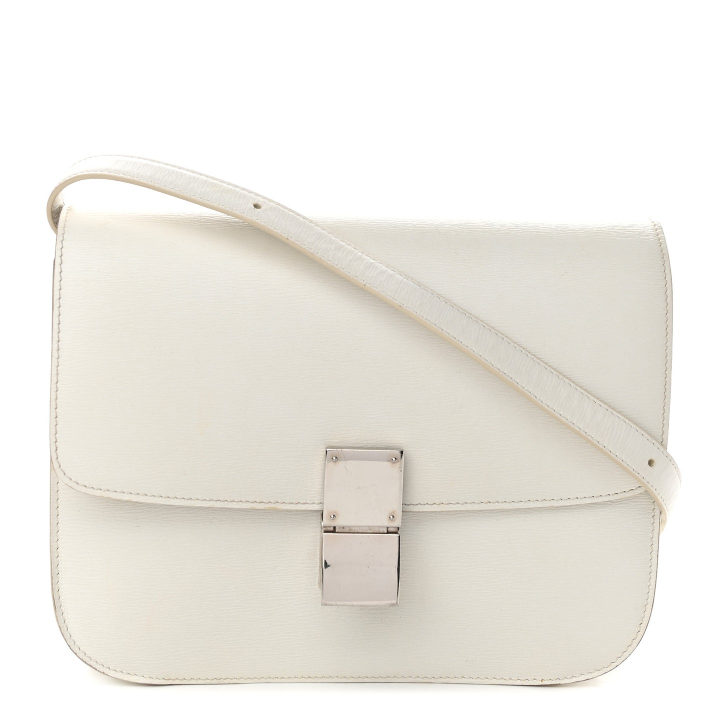 Liege Calfskin Medium Classic Box Flap Bag White
