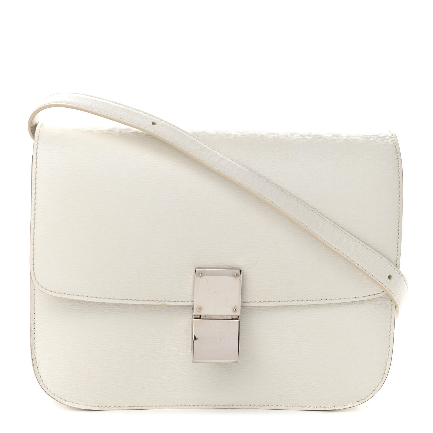 Celine Liege Calfskin Medium Classic Box Flap Bag White 1 of 16