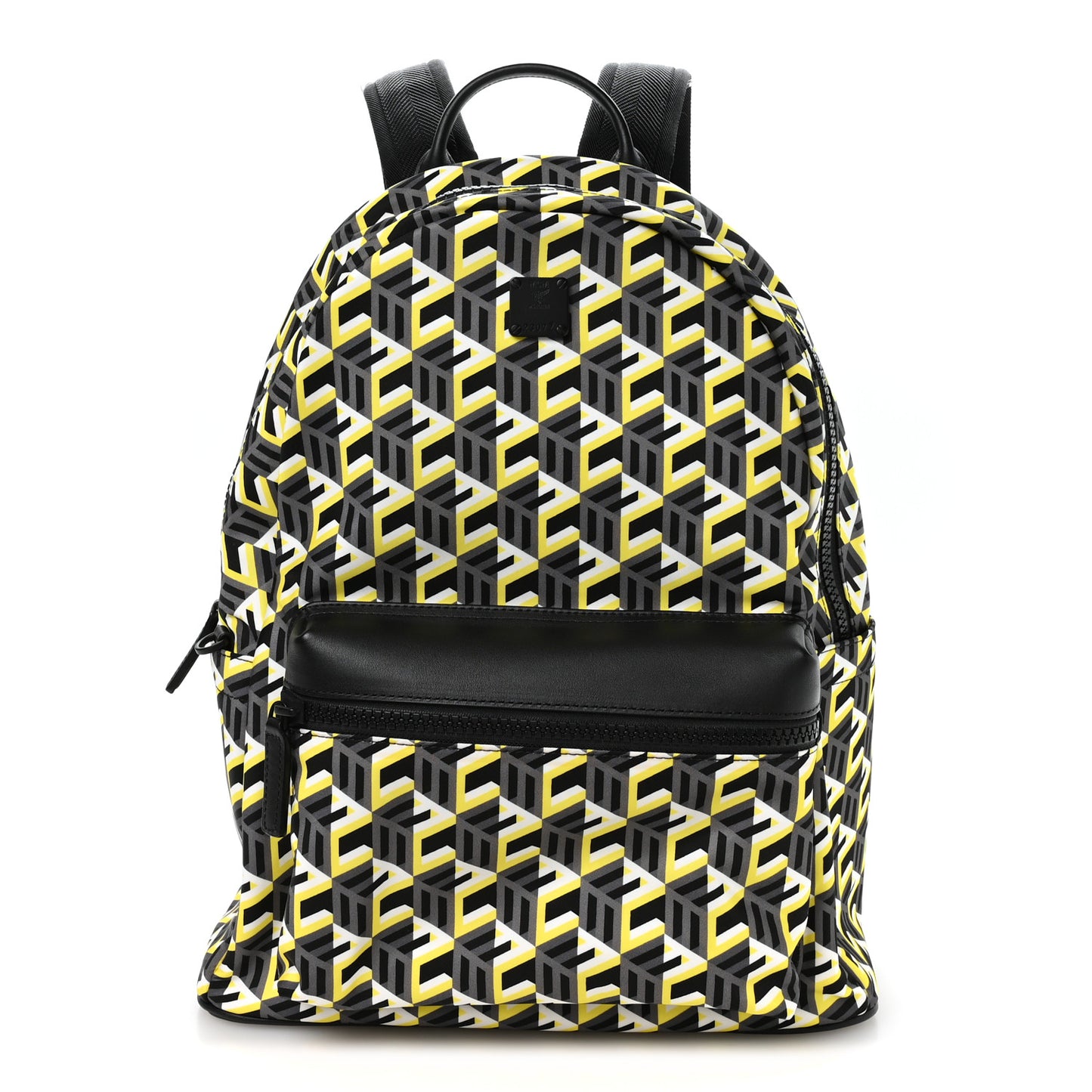 Cubic Monogram Medium Backpack Black Yellow