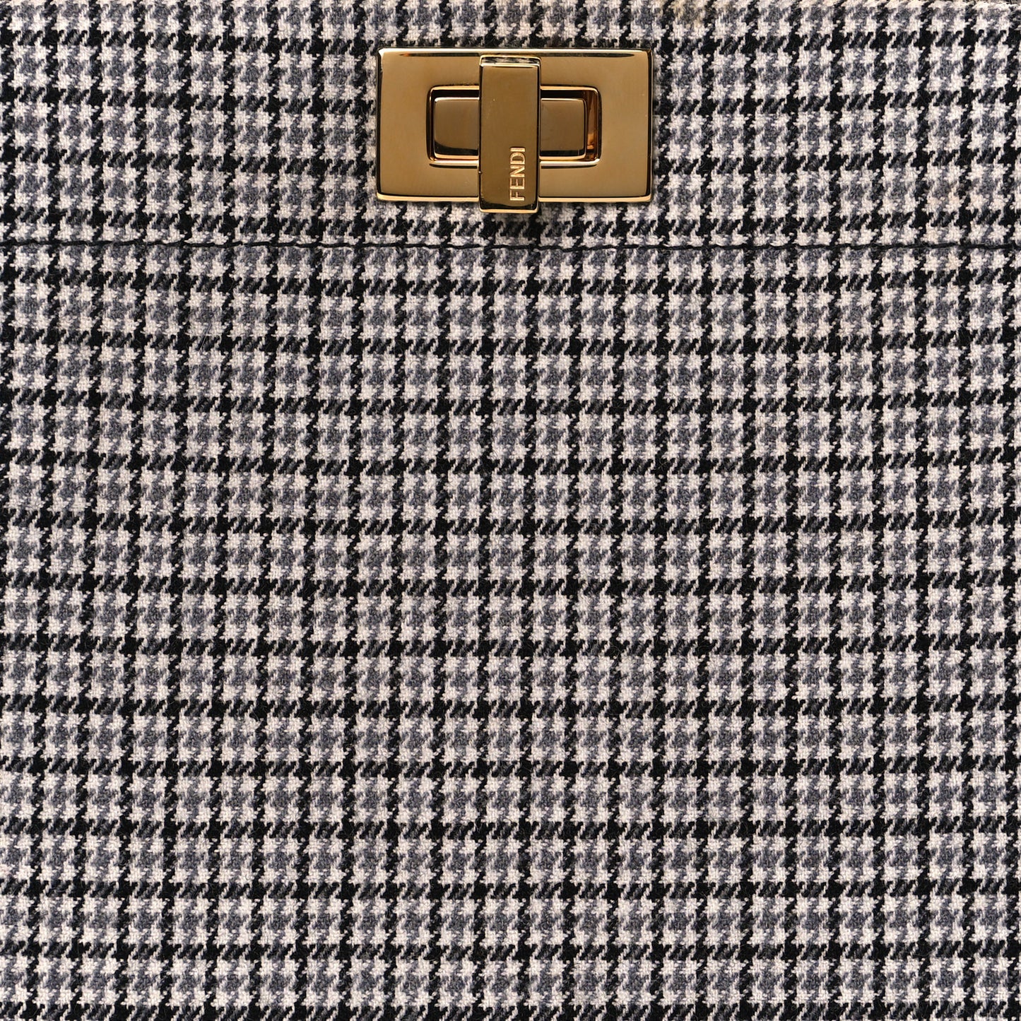 Wool Fabric Jacquard Cuoio Small Houndstooth FF 1974 Petite Peekaboo I SEE U Satchel Grey Black