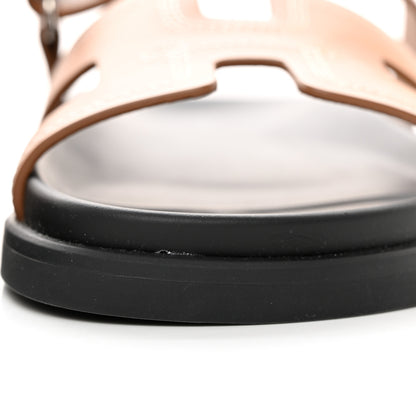 Hermes Calfskin Embroidered Womens Chypre Sandals 38 Natural 9 of 16