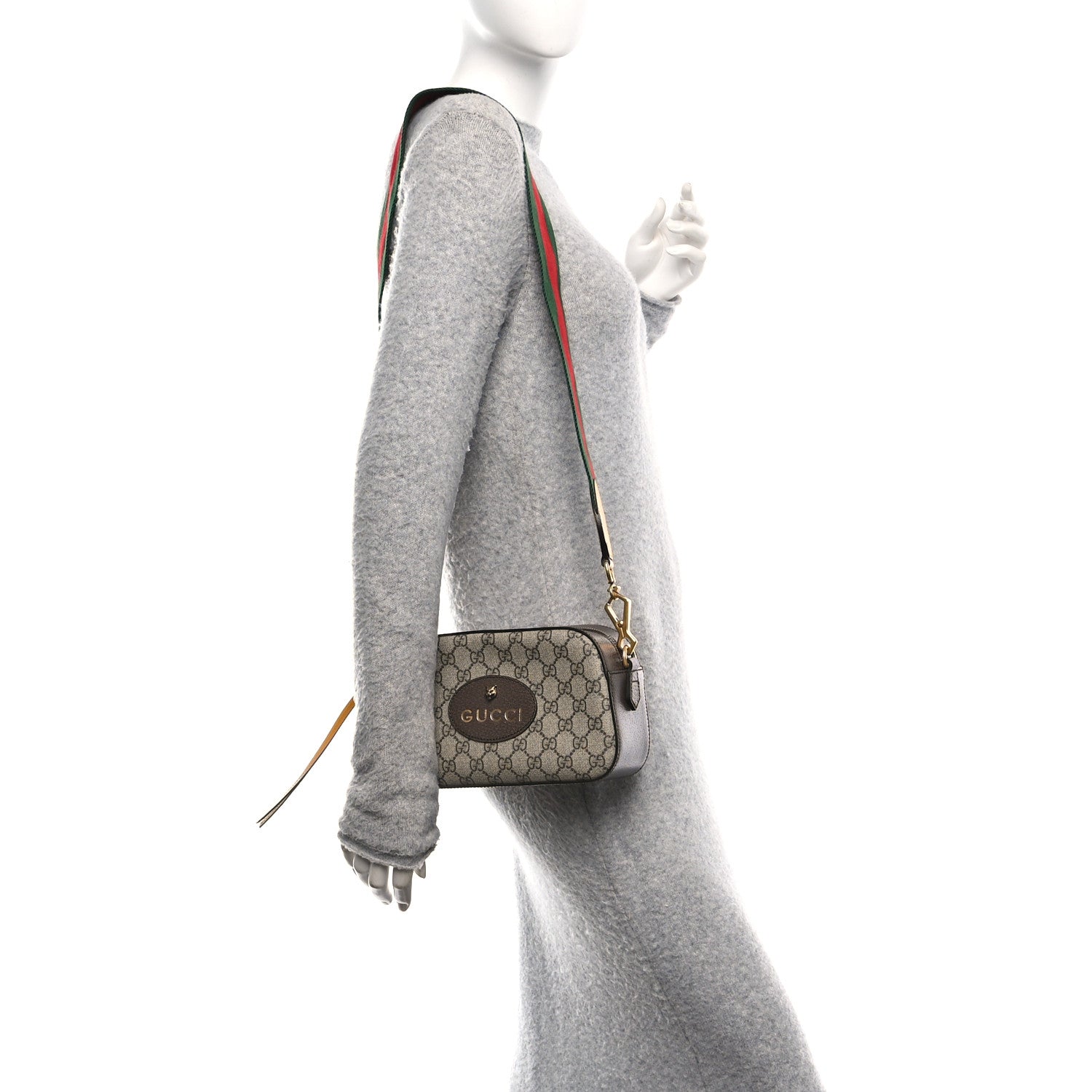 Gucci GG Supreme Monogram Web Neo Vintage Shoulder Bag Beige New Acero Crop 2 of 11