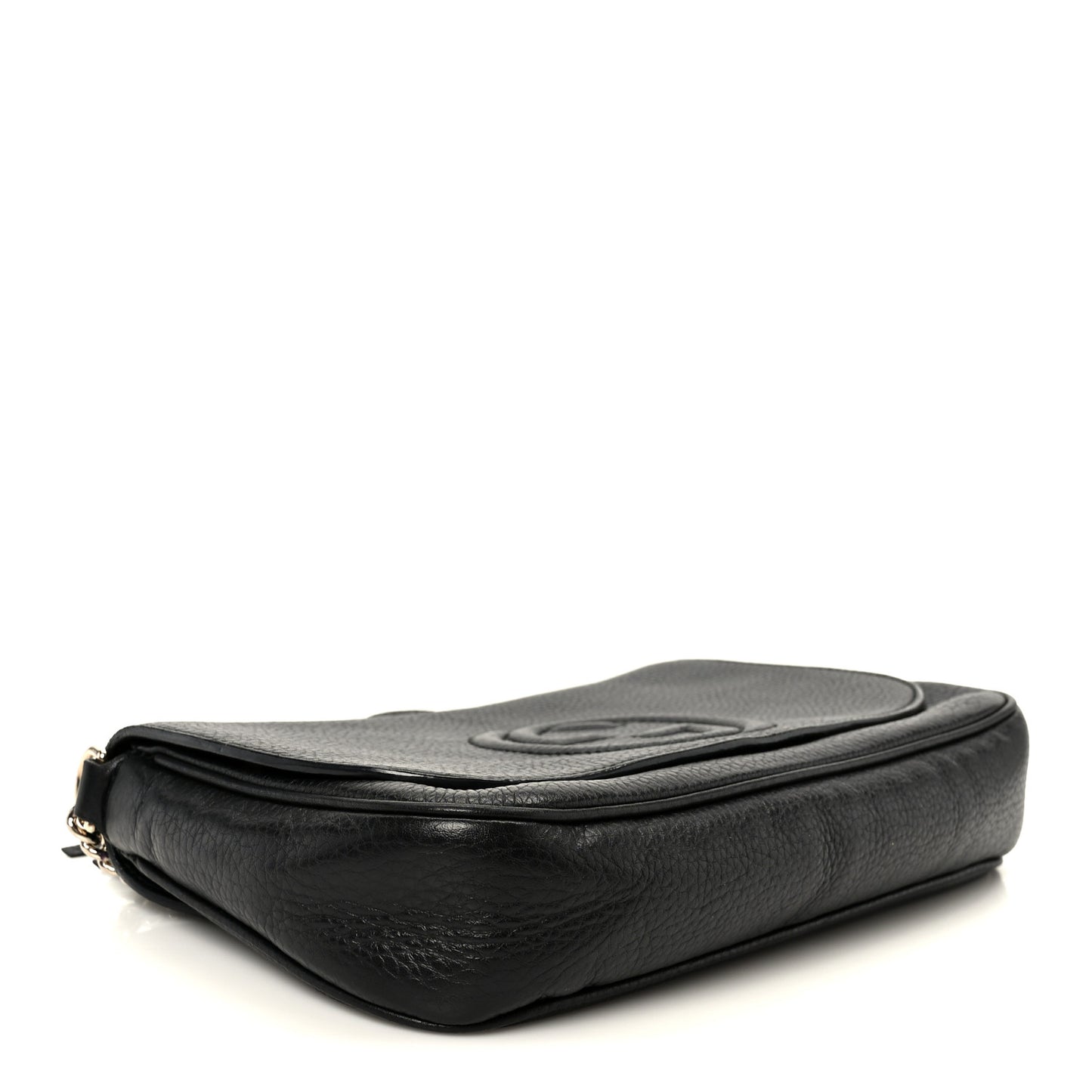 Pebbled Calfskin Medium Soho Flap Crossbody Black