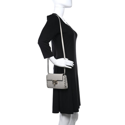 Valentino Garavani Pebbled Calfskin Small Rockstud Overlay Flap Shoulder Bag Opal Grey 2 of 11