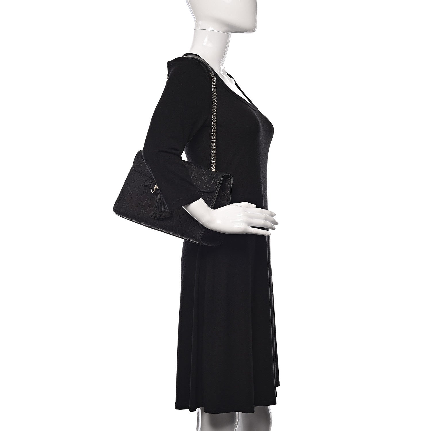 Gucci Guccissima Medium Emily Chain Shoulder Bag Black 2 of 9