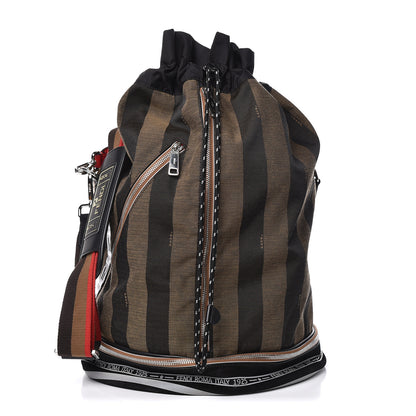 Fendi Fabric Jacquard Cuoio Romano Vitello Pequin Bi-Color FF 1974 Embossed Mon Tresor Holdall Bag Tobacco Moro Rosso Malboro Maya Black 1 of 12
