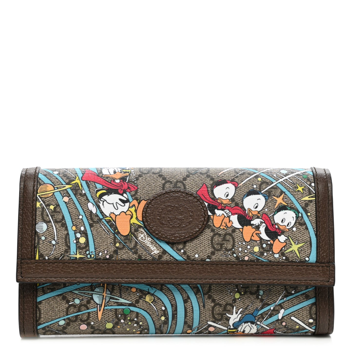 X DISNEY GG Supreme Monogram Donald Duck Interlocking G Continental Wallet Beige Multicolor New Acero