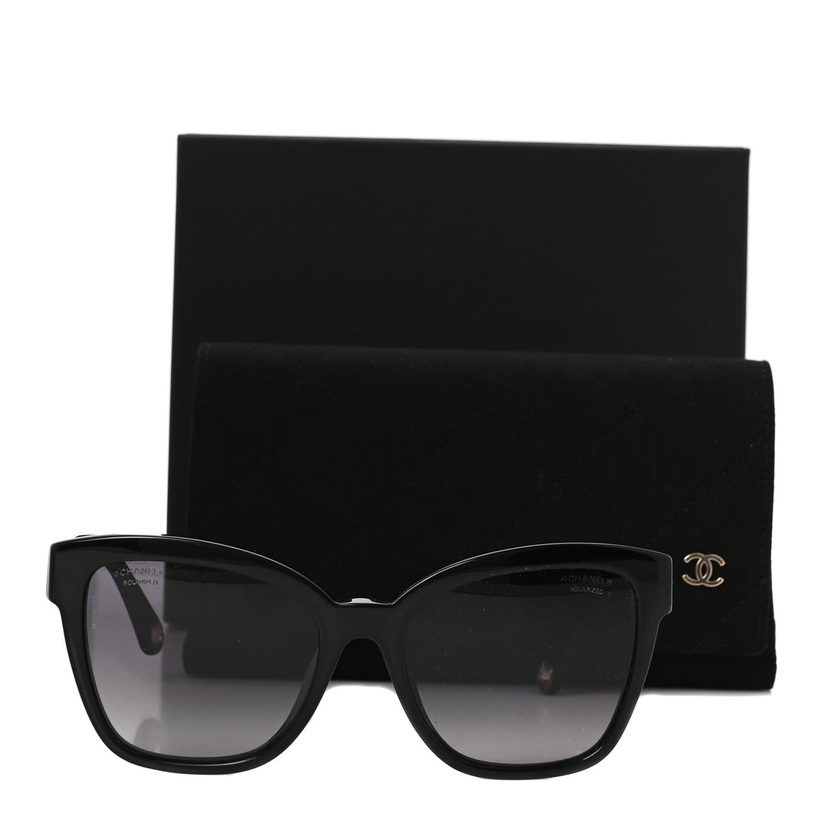 Acetate Chain Square Sunglasses 5487-A Black
