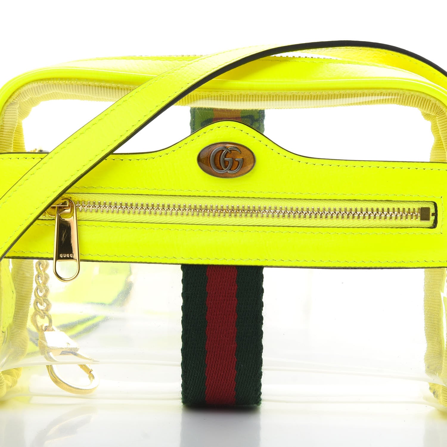 Gucci Vinyl Web Mini Ophidia Transparent Shoulder Bag Yellow Fluo 8 of 13