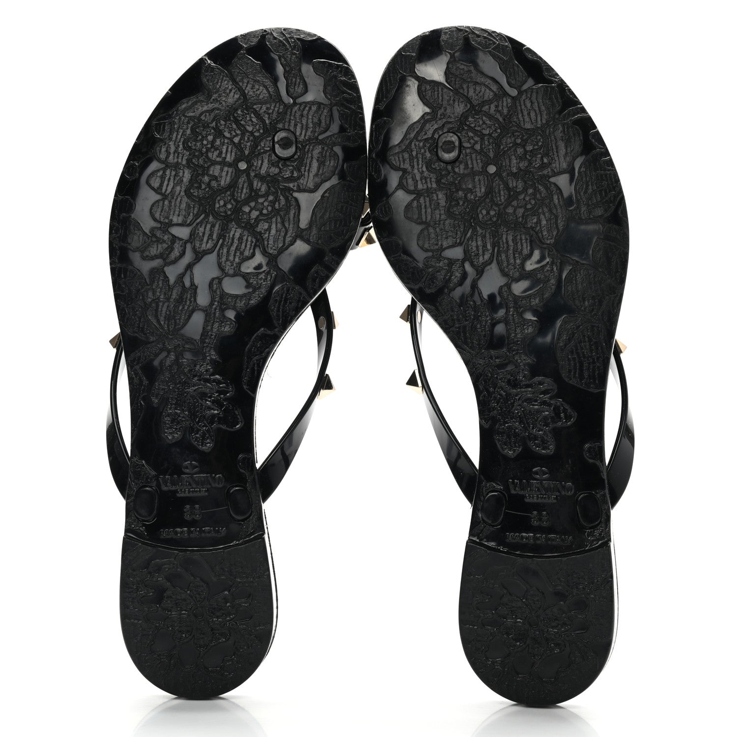 Valentino Garavani PVC Jelly Rockstud Bow Thong Sandals 38 Black 5 of 8