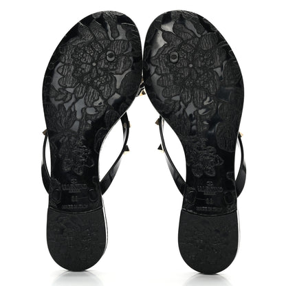 Valentino Garavani PVC Jelly Rockstud Bow Thong Sandals 38 Black 5 of 8