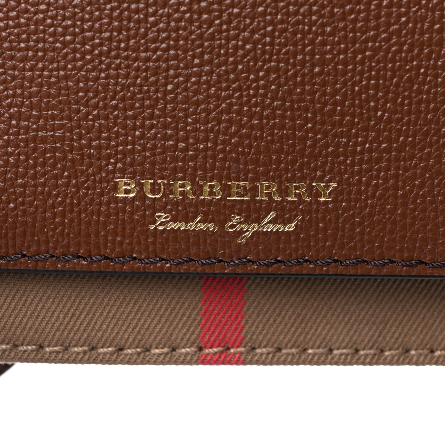 Grained Calfskin House Check Tartan Mix Hampshire Wallet On Chain Tan