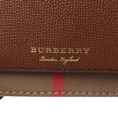 Burberry Grained Calfskin House Check Tartan Mix Hampshire Wallet On Chain Tan 11 of 11