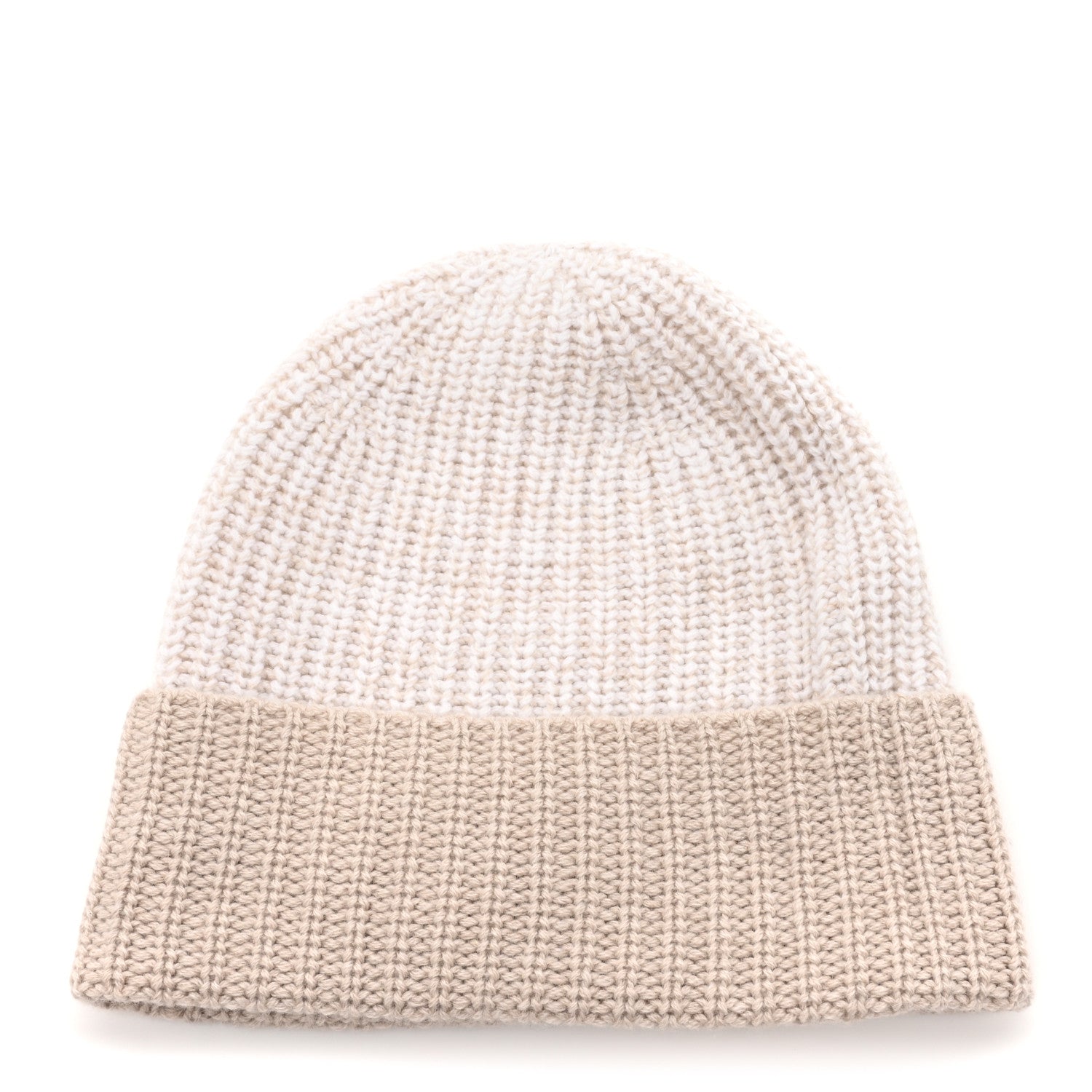 Chanel Cashmere CC Beanie Hat Beige White 3 of 5