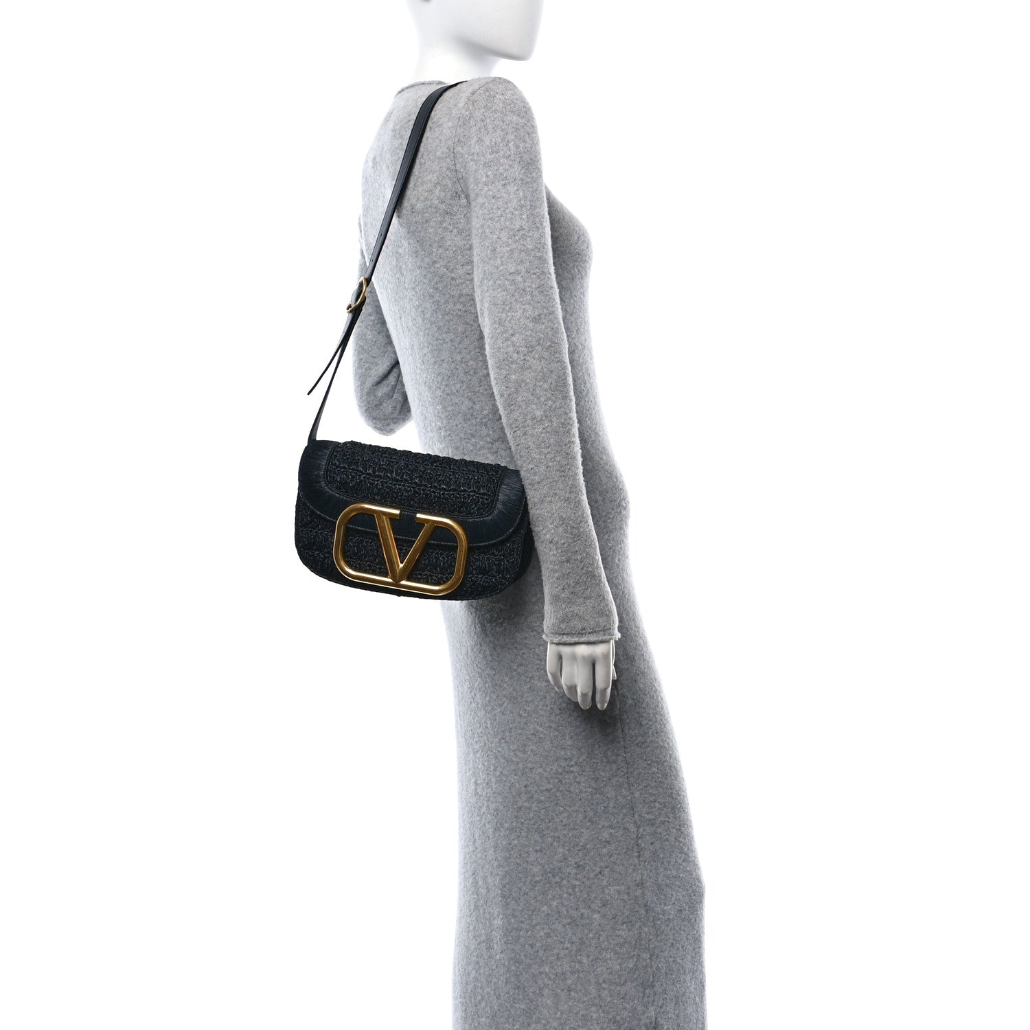 Valentino Garavani Raffia Braided Supervee Crossbody Bag Black 2 of 10