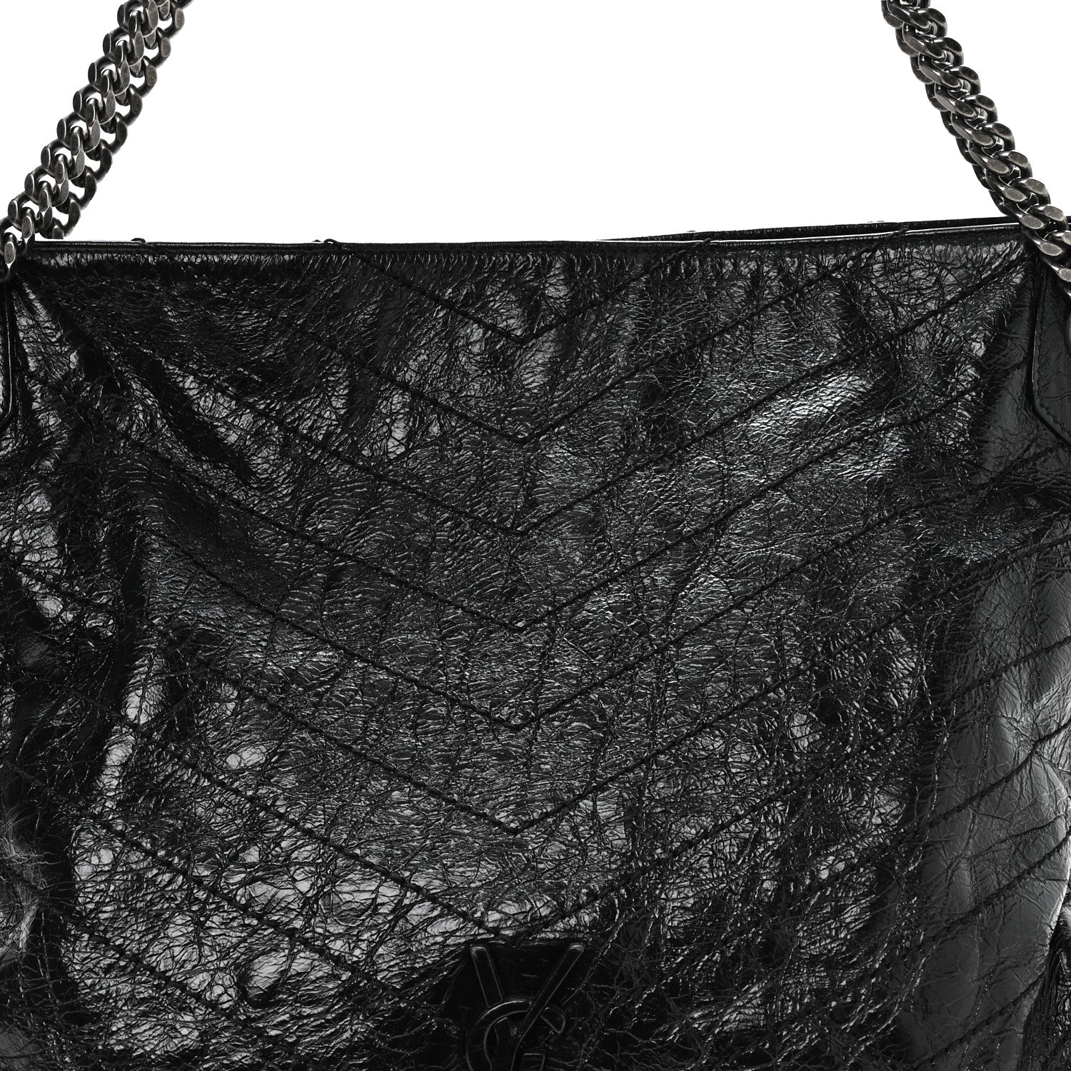 Saint Laurent Crinkled Calfskin Matelasse Monogram Medium Niki Shopper Tote Black 8 of 10