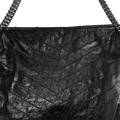 Saint Laurent Crinkled Calfskin Matelasse Monogram Medium Niki Shopper Tote Black 8 of 10