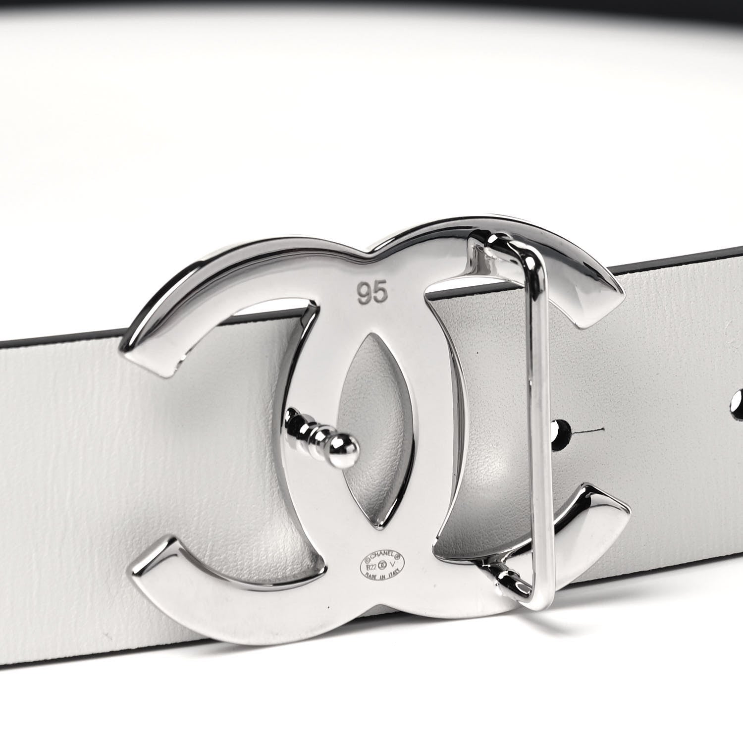 Chanel Patent Calfskin CC Reversible Belt 95 Black White 4 of 6