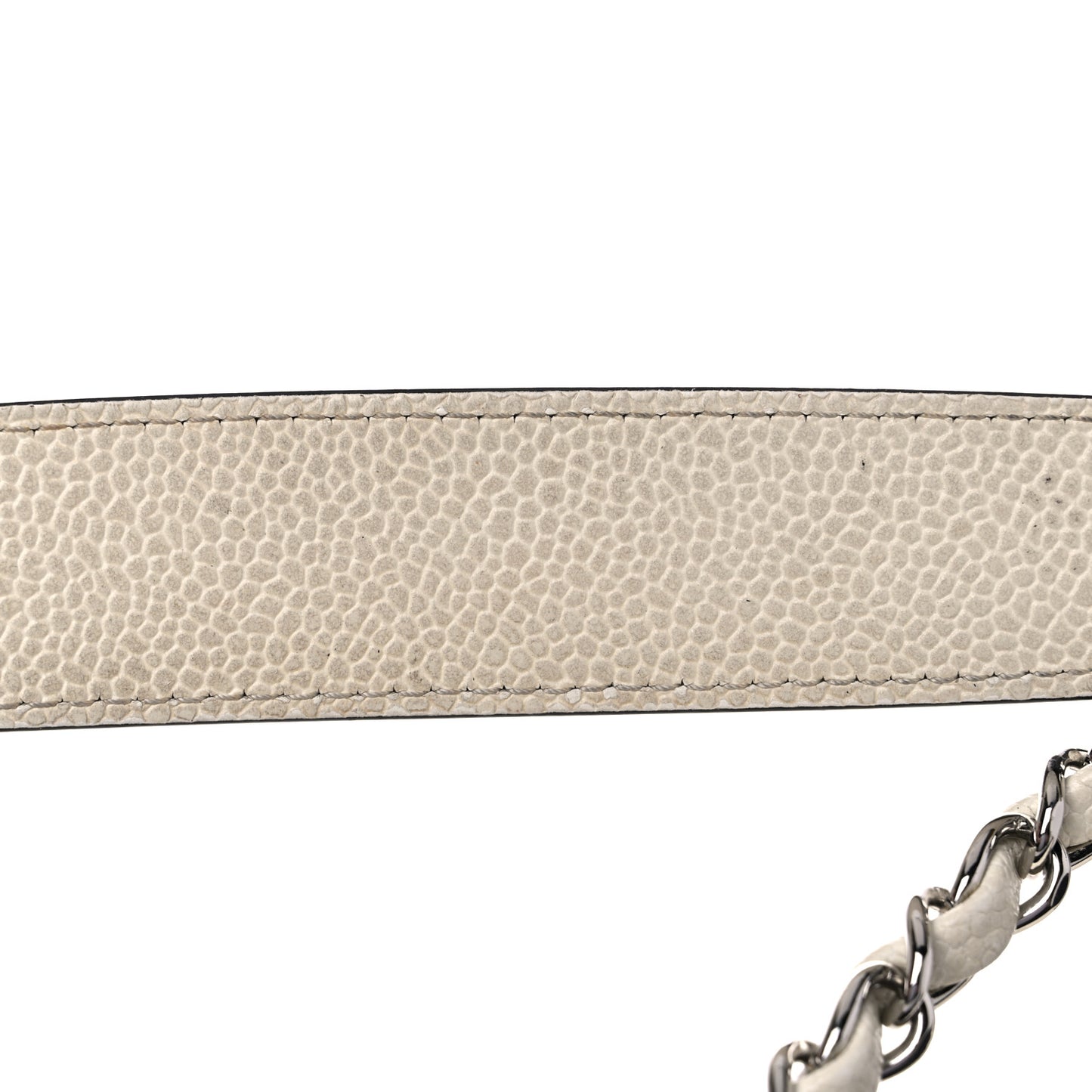 Perforated Grained Calfskin Small Shopping Tote White