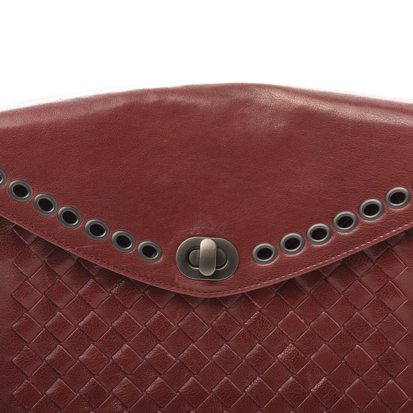 Nappa Intrecciato Grommet Flap Clutch Brique
