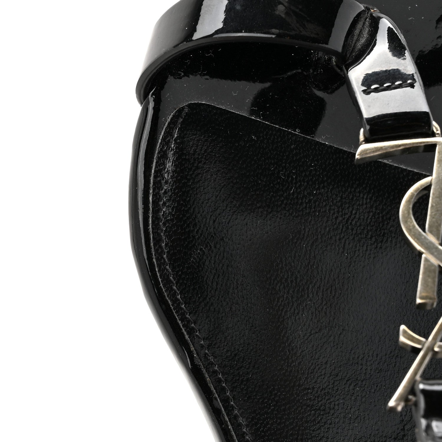 Saint Laurent Vitello Vernice Soft Cassandra 05 Monogram Sandals 35.5 Black 10 of 11