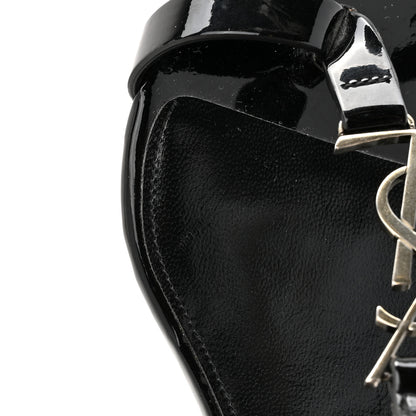 Saint Laurent Vitello Vernice Soft Cassandra 05 Monogram Sandals 35.5 Black 10 of 11