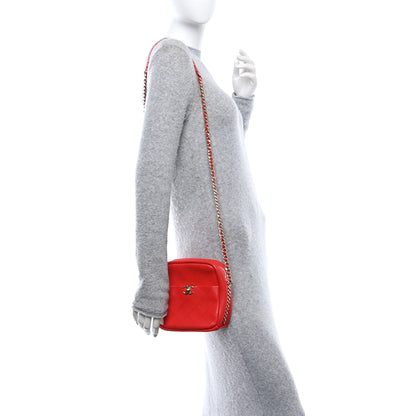 Chanel Goatskin Stitched Casual Trip North South Camera Case Red 2 of 11