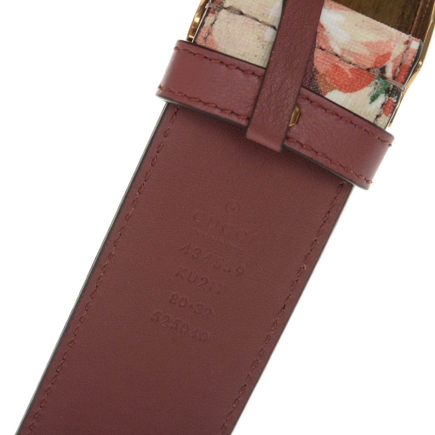 Gucci GG Plus Monogram Blooms Plaque Belt 80 32 Beige Multicolor Dry Rose 6 of 6