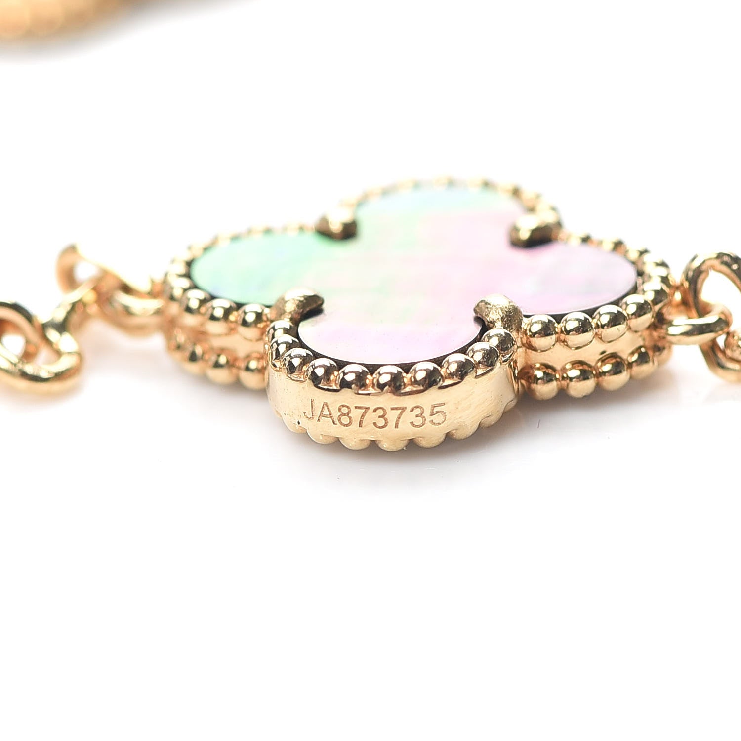 Van Cleef & Arpels 18K Yellow Gold Gray Mother of Pearl 5 Motifs Vintage Alhambra Bracelet 5 of 7