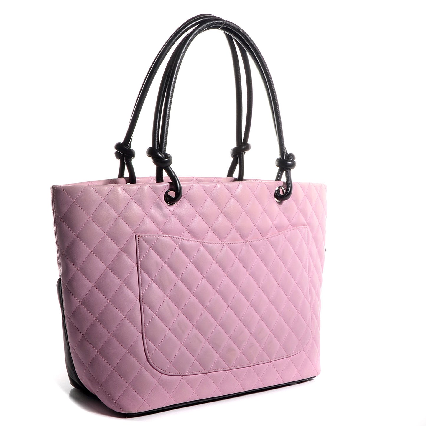 Calfskin Quilted Large Cambon Tote Pink Black
