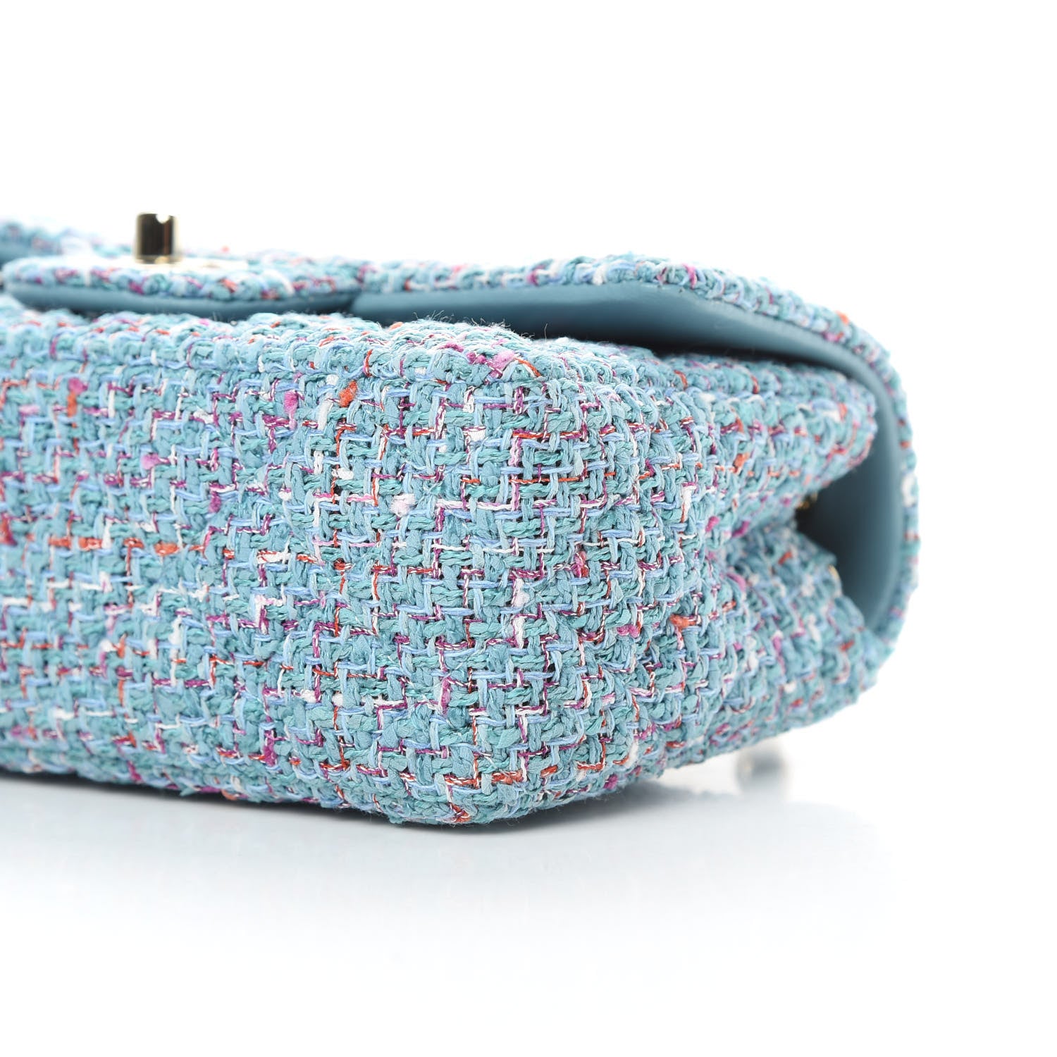 Chanel Tweed Quilted Mini Rectangular Flap Turquoise Purple White Red 10 of 10