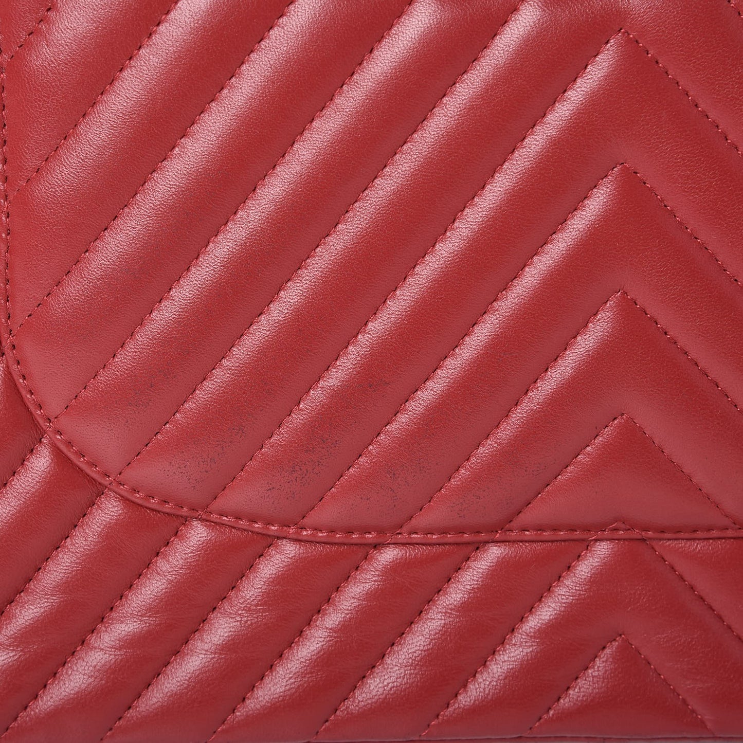 Lambskin Chevron Quilted Jumbo Double Flap Dark Red