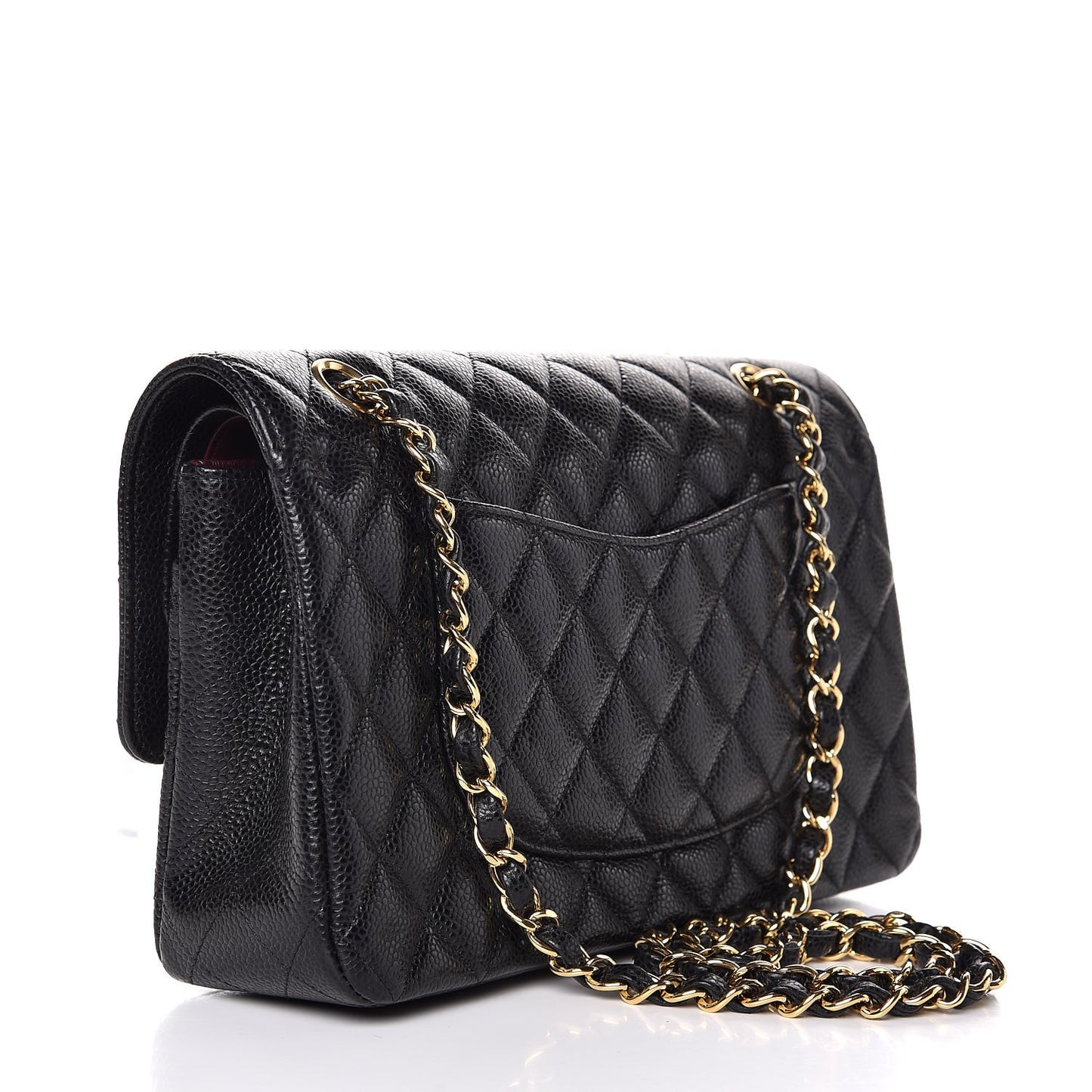 Caviar Quilted Medium Double Flap Black
