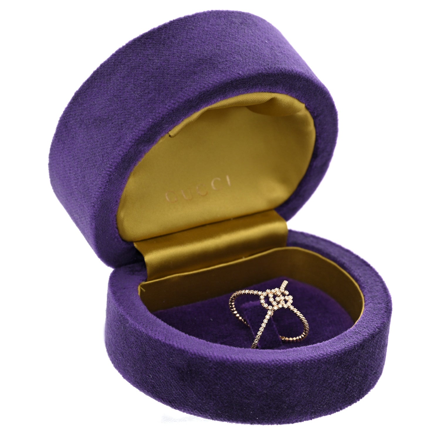 Gucci 18K Yellow Gold Diamond GG Running X Ring 51 5.75 6 of 6