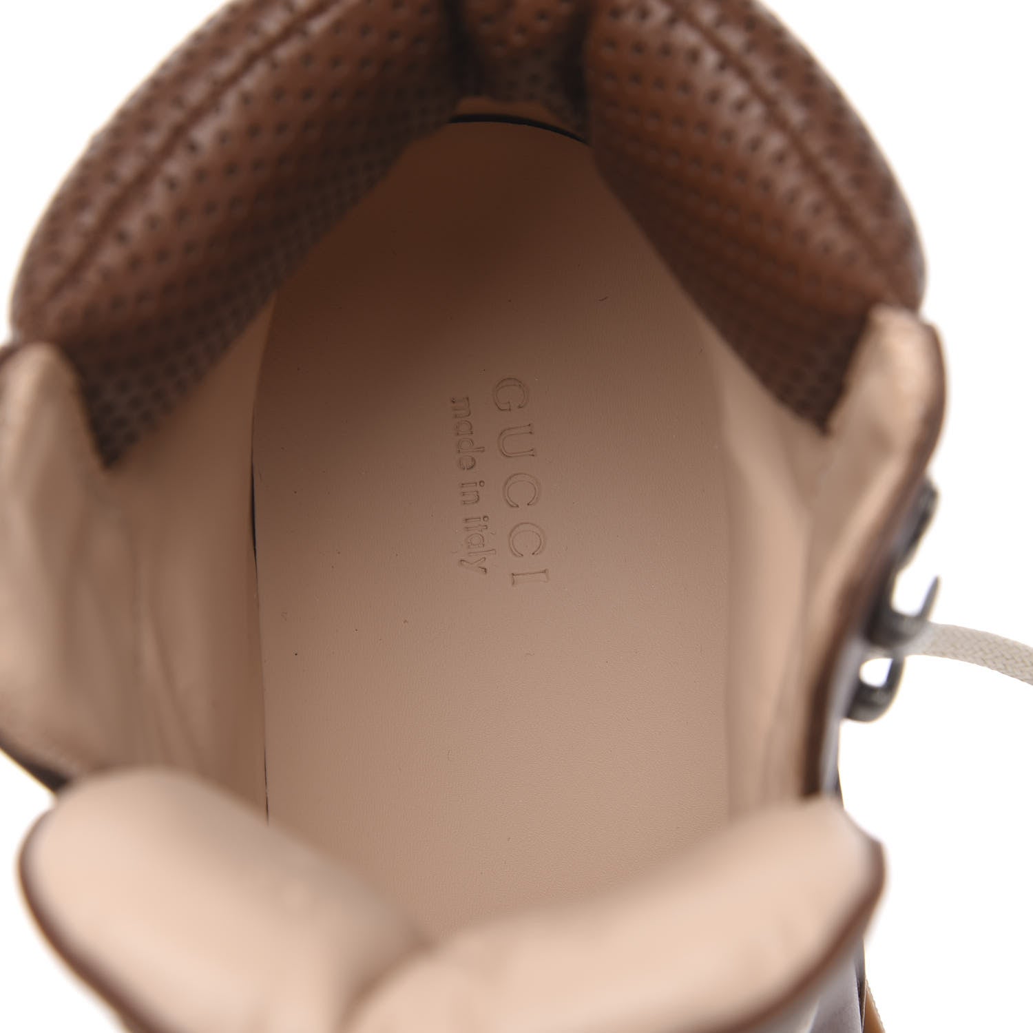 Gucci X SEGA Suede Calfskin GG Monogram Womens Flashtrek High-Top Sneakers 38 New Cuir Beige Ruggine 9 of 10