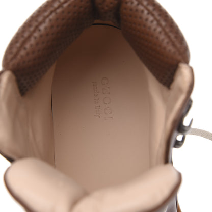 Gucci X SEGA Suede Calfskin GG Monogram Womens Flashtrek High-Top Sneakers 38 New Cuir Beige Ruggine 9 of 10