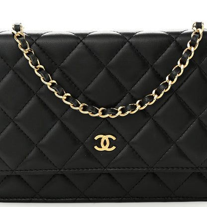 Chanel Lambskin Quilted Wallet On Chain WOC Black 9 of 11