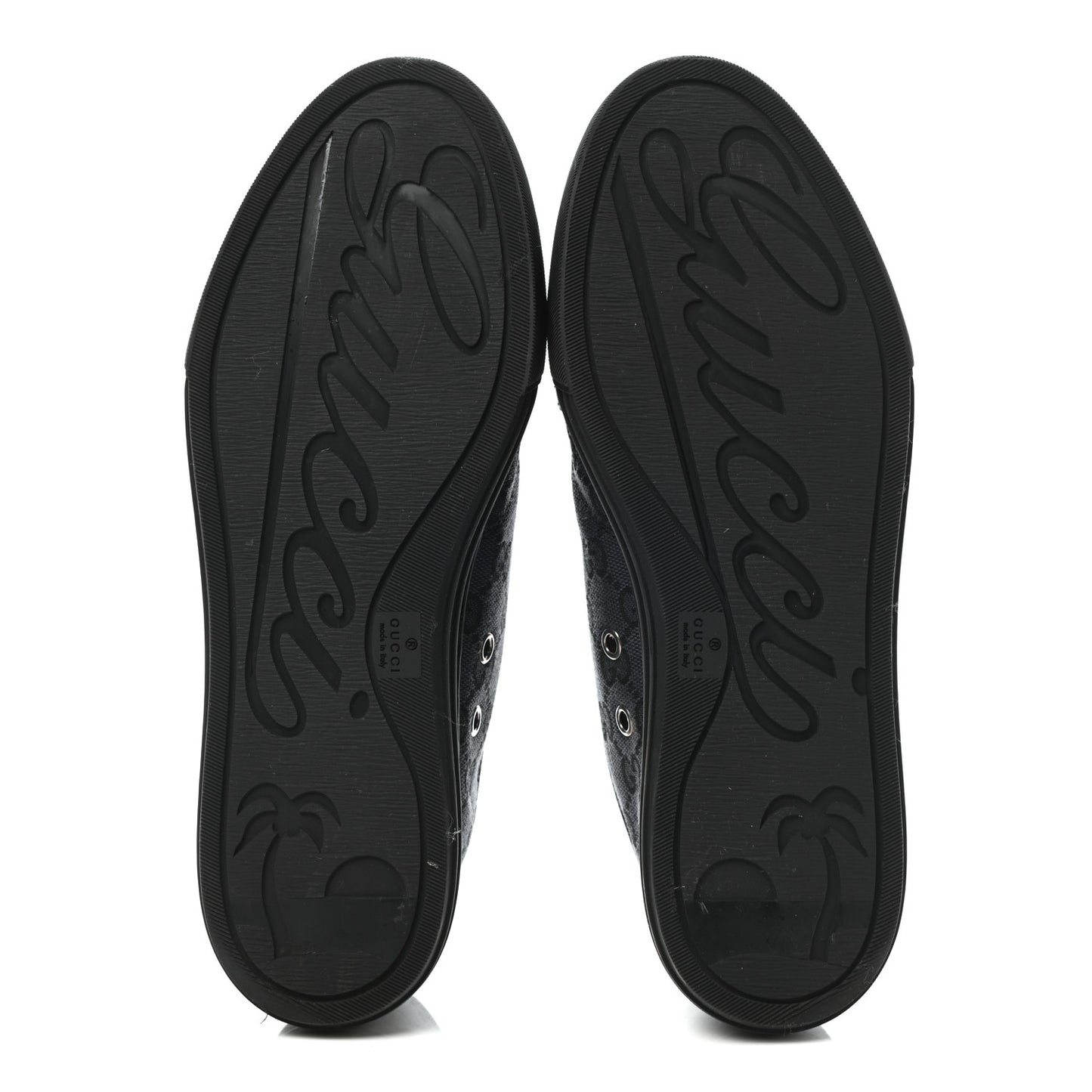 GG Monogram Calfskin Womens Low Top Sneakers 38.5 Piombo Black