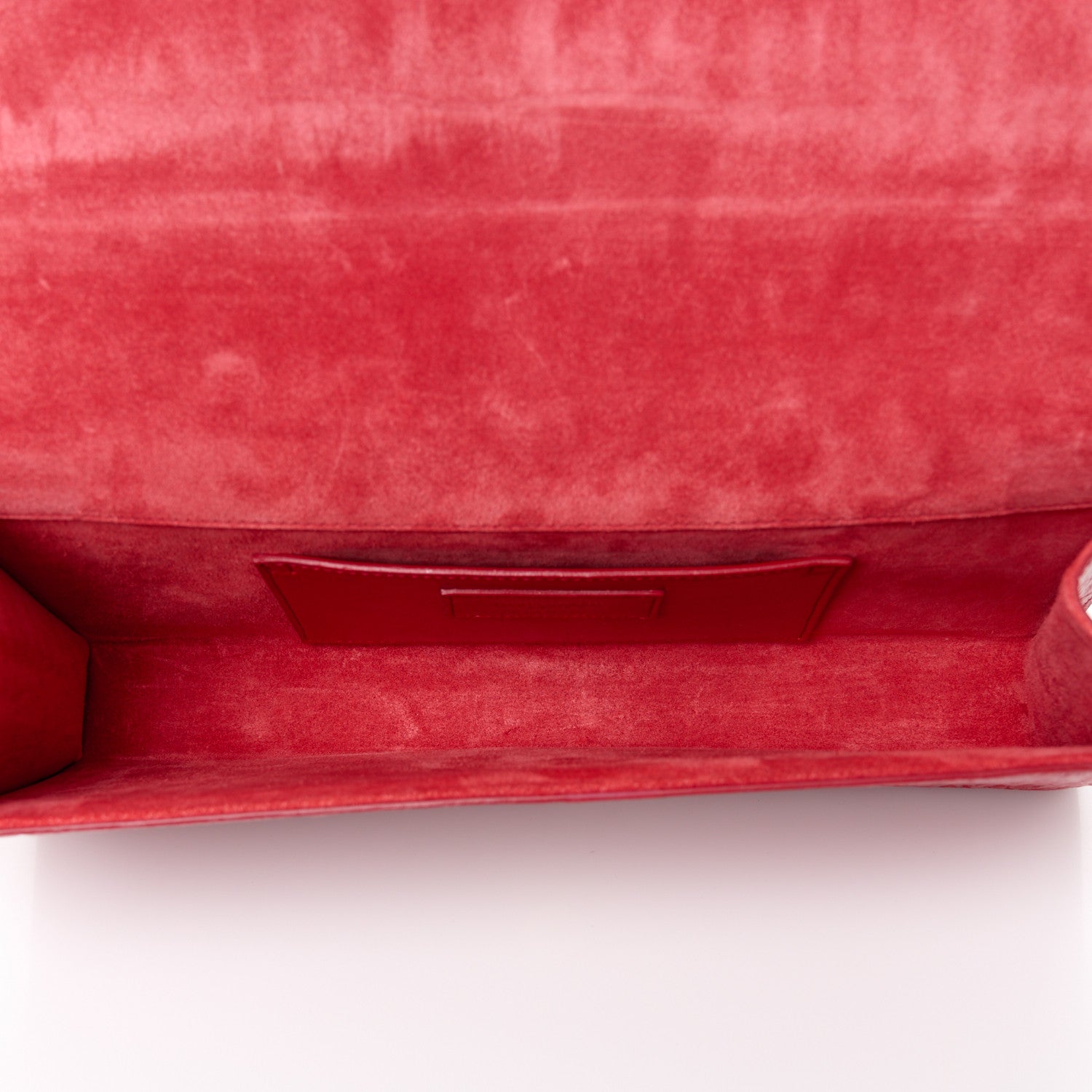 Saint Laurent Calfskin Crocodile Embossed Classic Monogram Cassandre Clutch Red 5 of 9