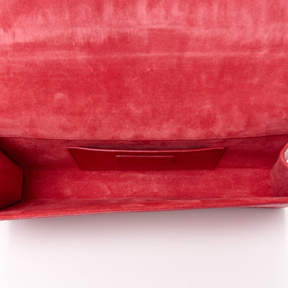 Saint Laurent Calfskin Crocodile Embossed Classic Monogram Cassandre Clutch Red 5 of 9