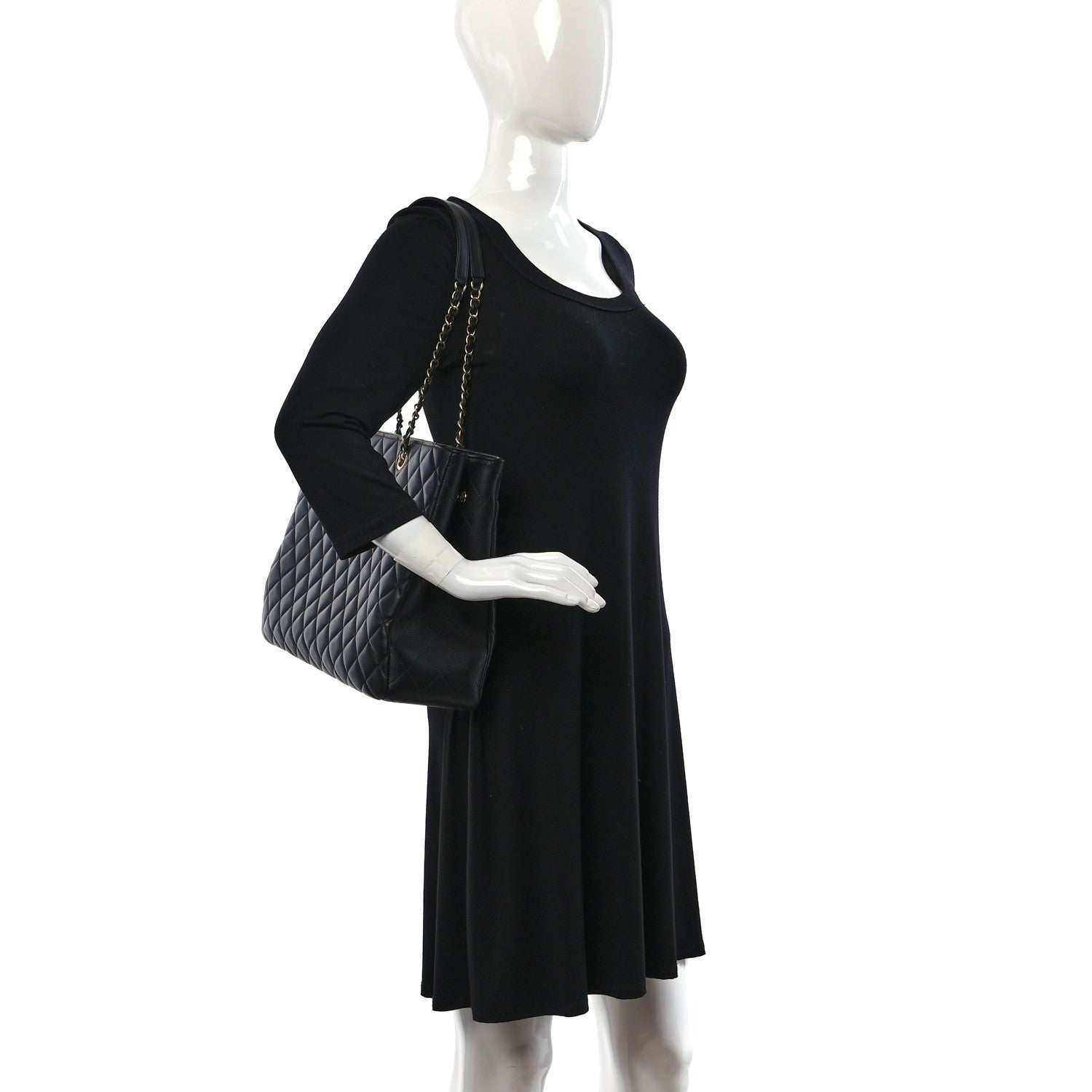 Chanel Calfskin Quilted Large Classic Shopping Tote Black 2 of 9