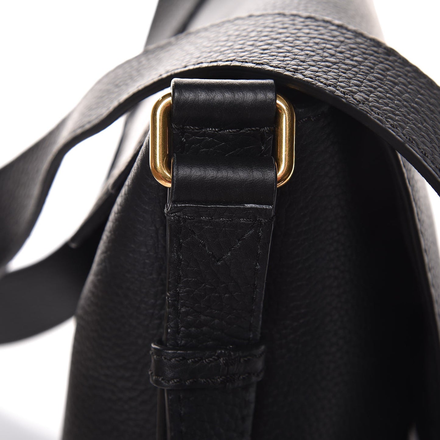 Grainy Calfskin Embossed Small Messenger Black