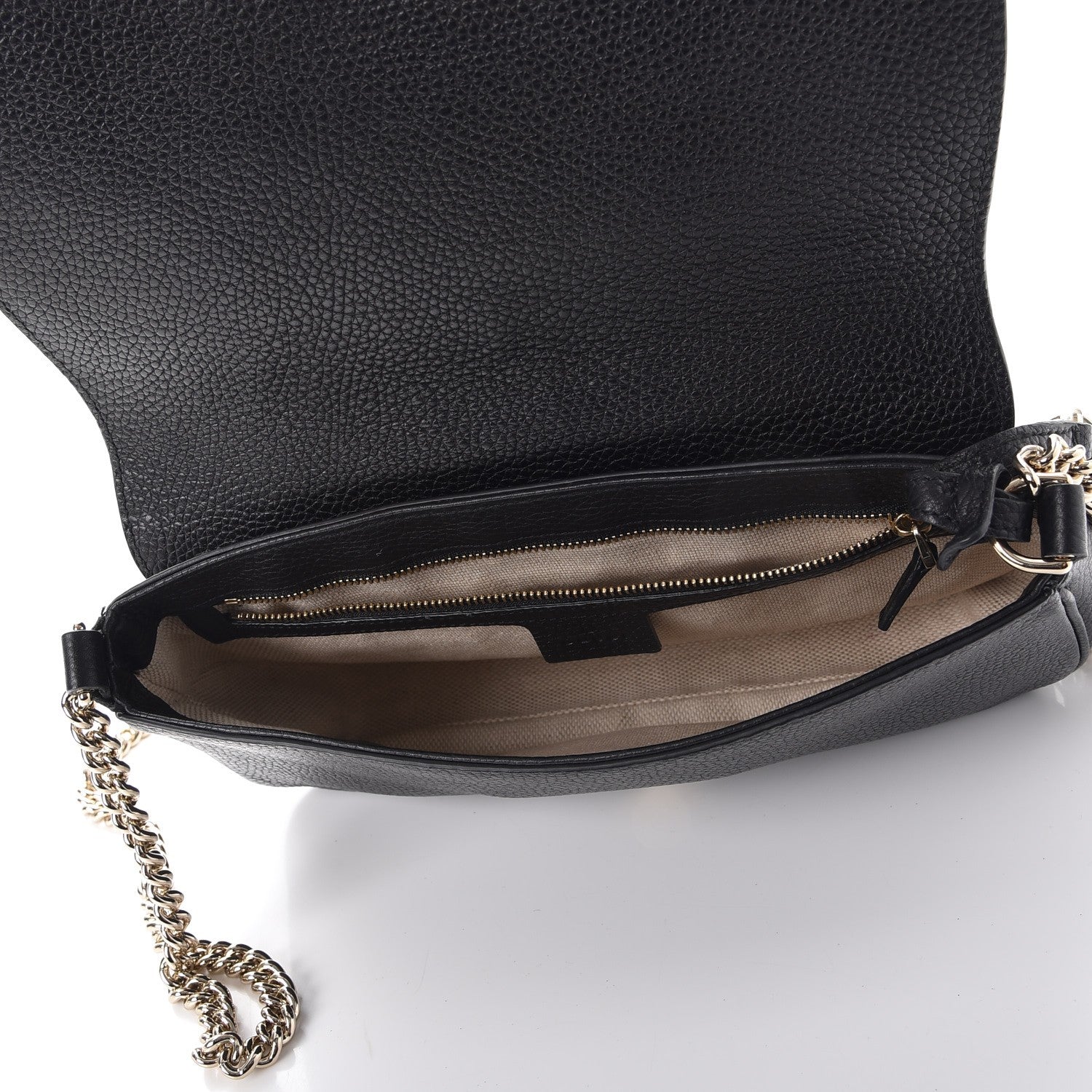 Gucci Pebbled Calfskin Medium Soho Flap Crossbody Black 5 of 7