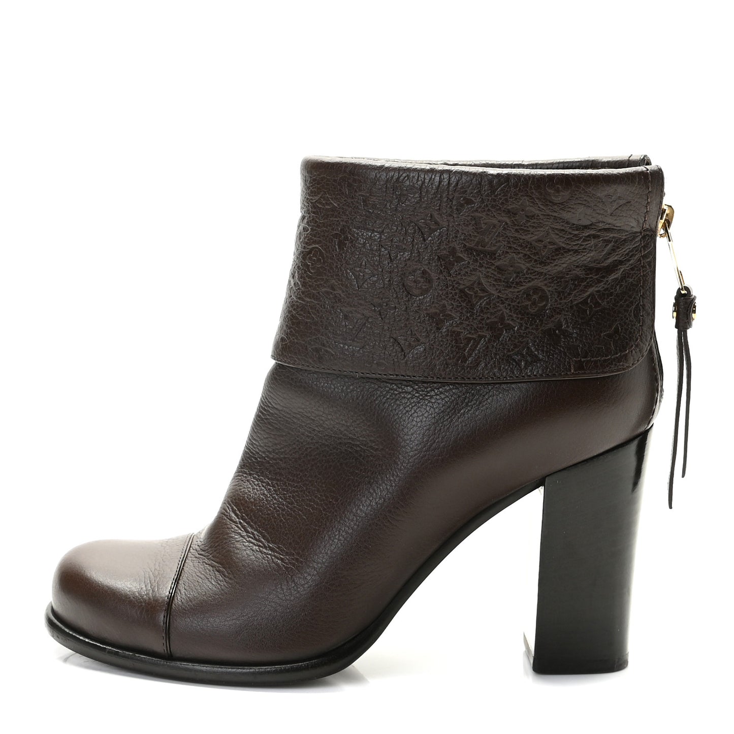 Calfskin Monogram Midtown Flat Ankle Boots 36.5 Brown
