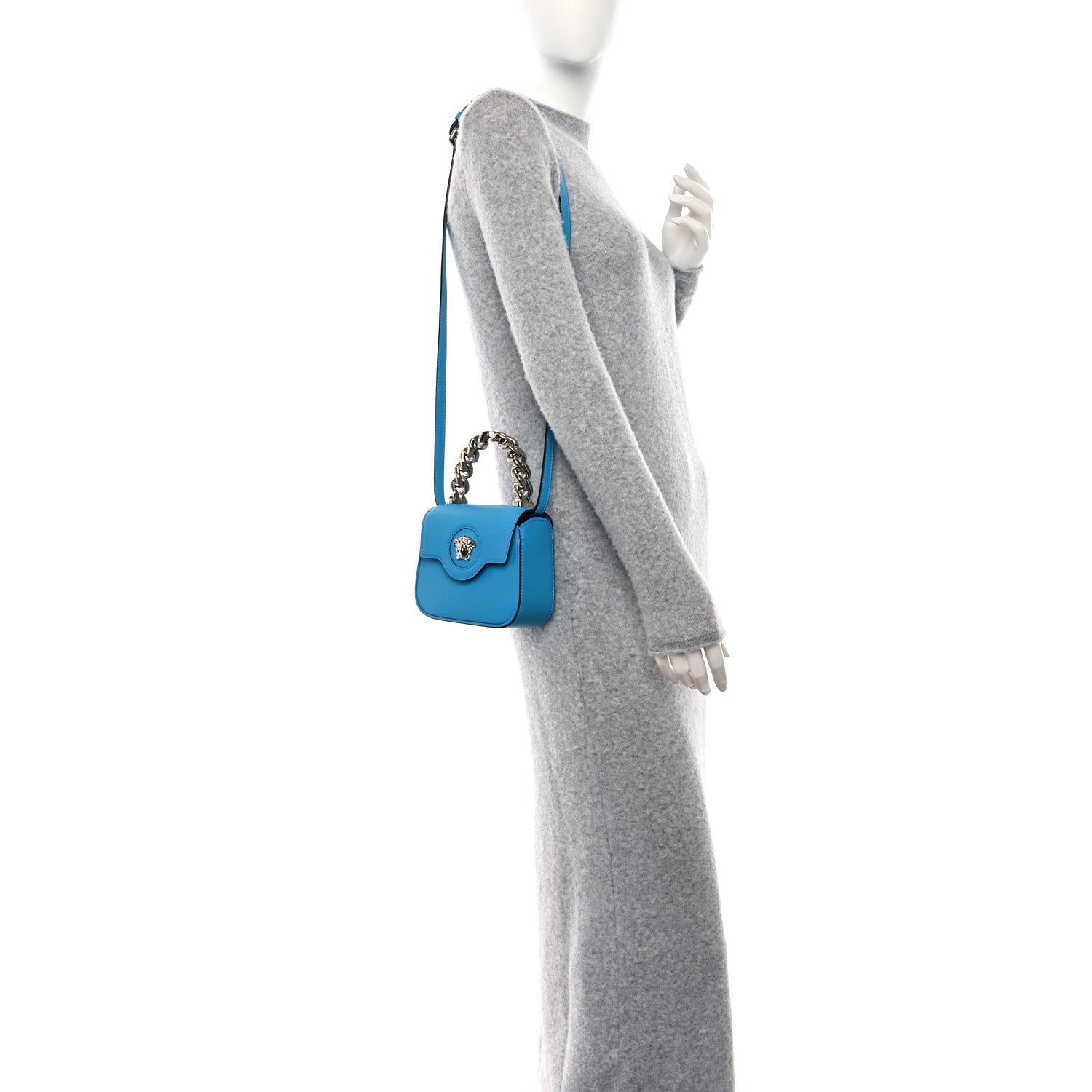 Versace Grained Calfskin Mini La Medusa Bag Turquoise 2 of 8