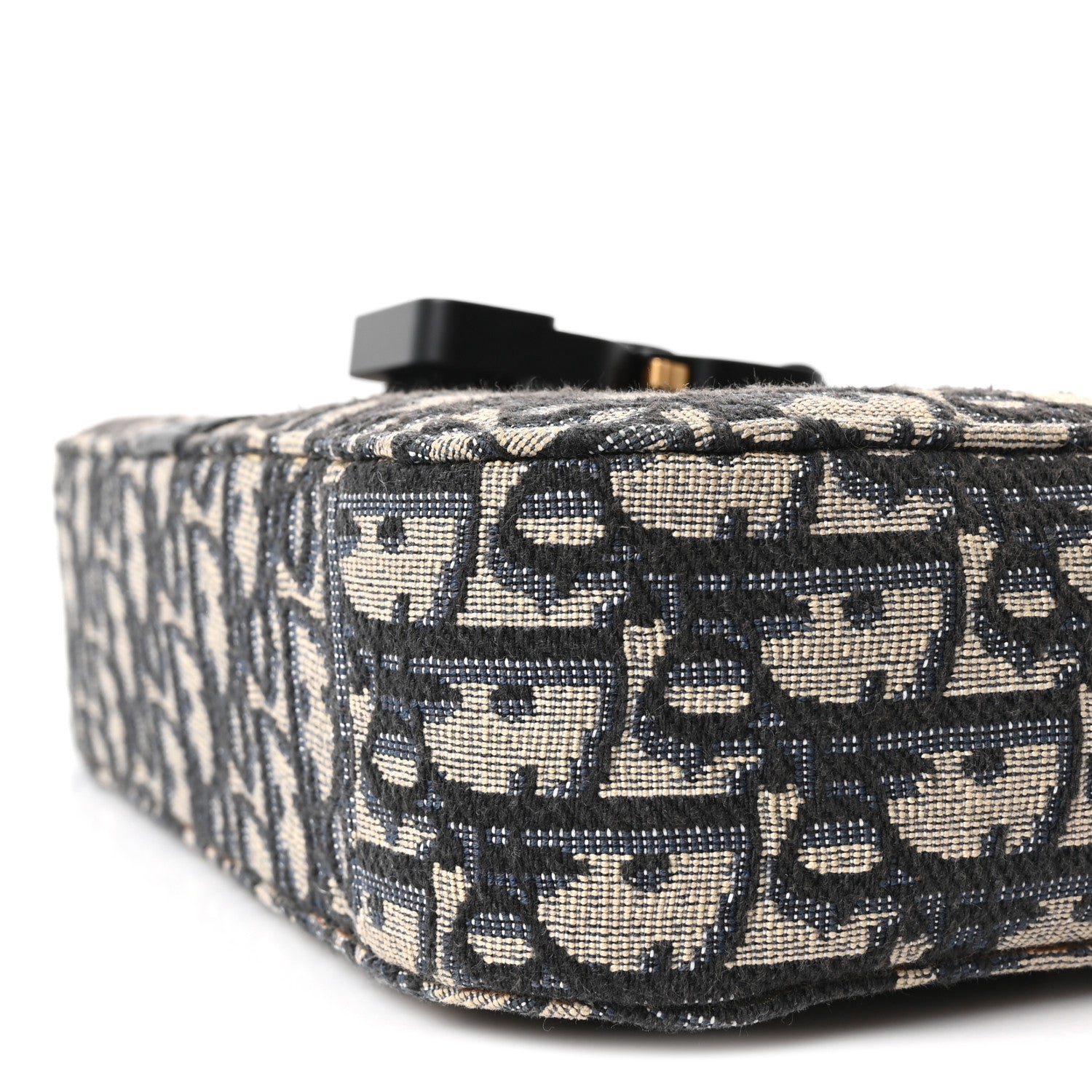 Christian Dior Oblique Jacquard Grained Calfskin Small Saddle Messenger Bag Beige Black 10 of 11